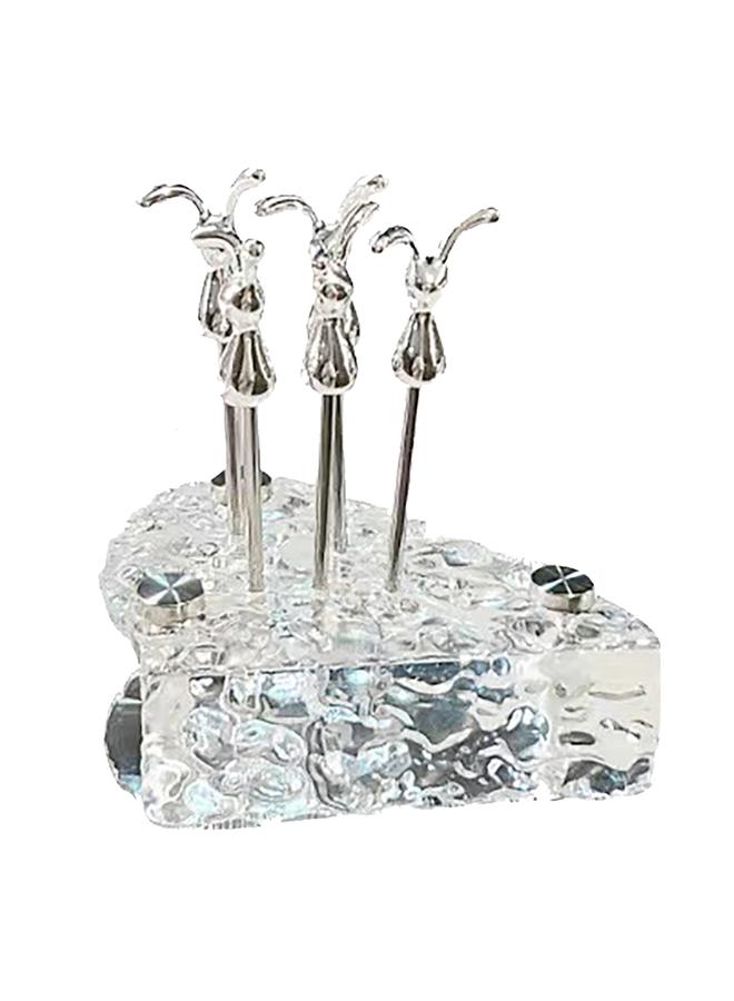 Rabbit Shape Fruit Fork Set Stainless Steel Fruit Stick Small Dessert Cake Fork for Party - Image 1